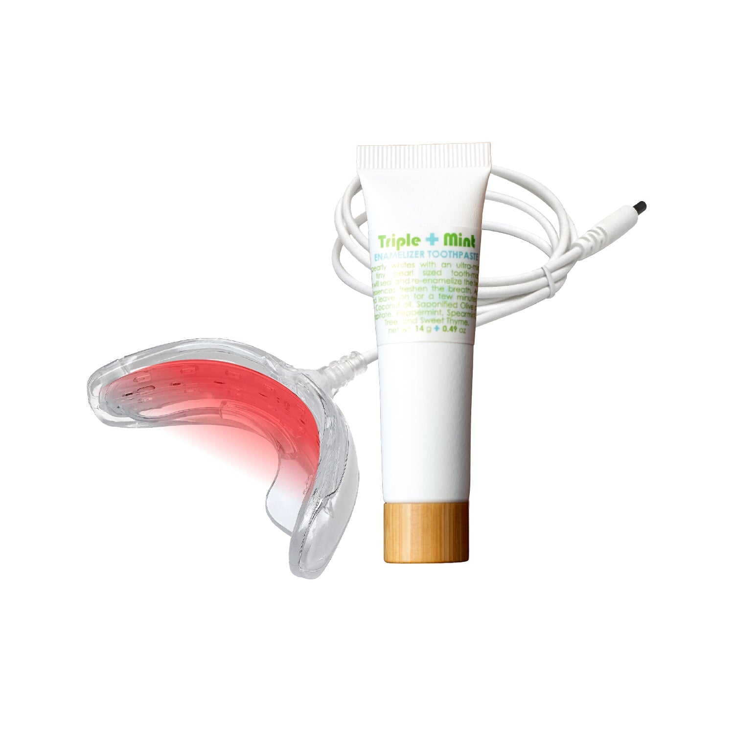 Living Libations Beam Bright Red Light Oral Care Attachment Triple Mint Nanohydroxyapatite Toothpaste
